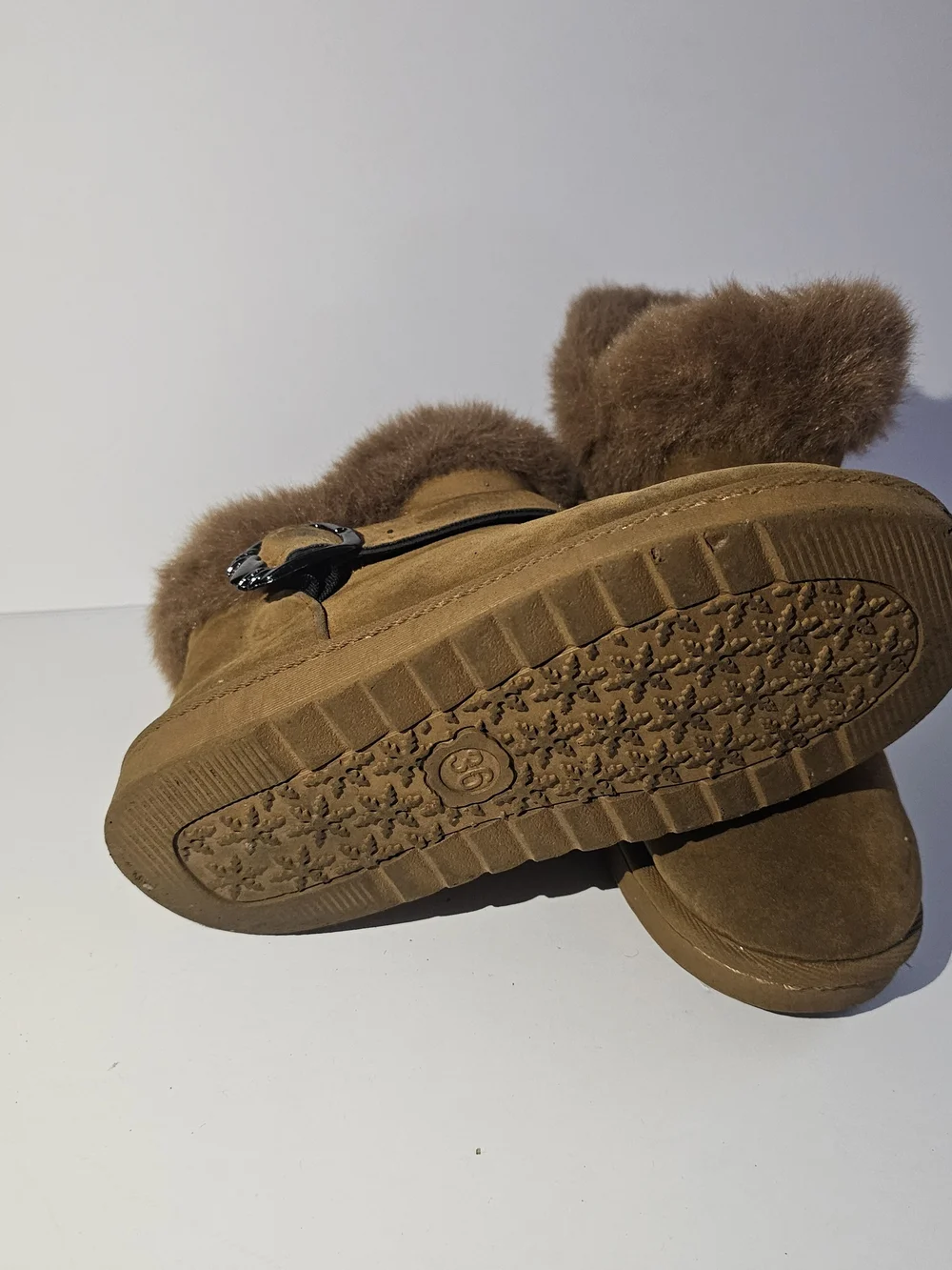 Kids Cozy Suede Faux-Fur Ankle Boots - Brown